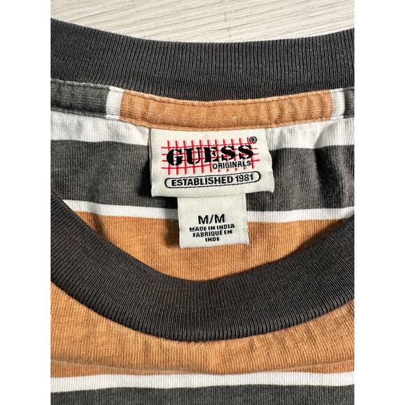 Guess Originals Mens Block Stripe Long Sleeve Retro Inspired Shirt Size M - Picture 4 of 6